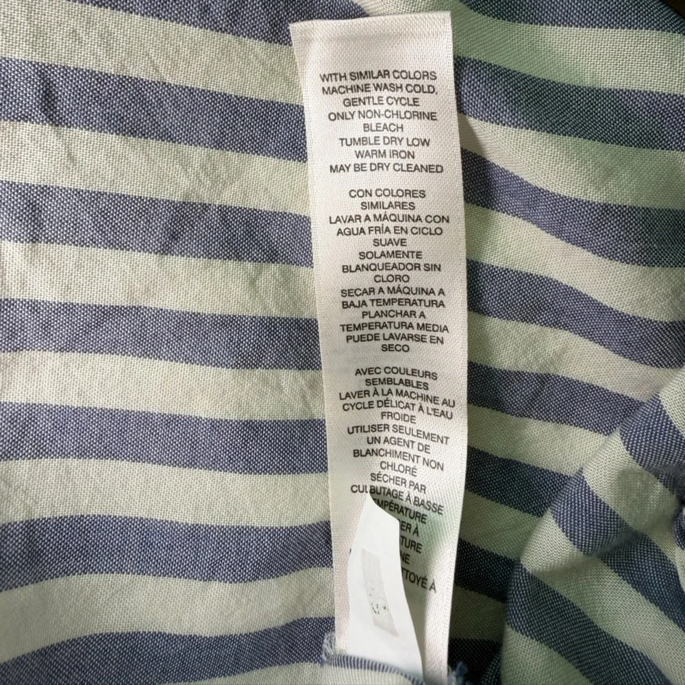 Chico's Nautical Blue Striped Poplin Tie Front Button Down Shirt Tunic Sz 3 - Picture 6 of 9